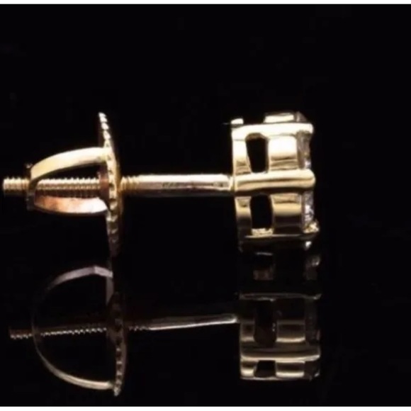 Natural Diamond Real 10K White Gold Stud Earrings - Picture 5 of 5